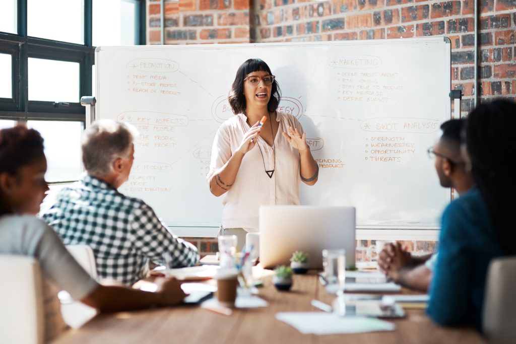 I have a plan of execution. Shot of a businesswoman giving a presentation in the boardroom.